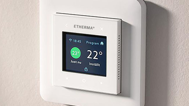 ETHERMA eTOUCH ECO inbouwthermostaat met weekprogramma voor het regelen van infraroodverwarming en vloerverwarming